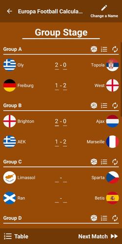 Europa Football Calculator 23屏幕截圖1
