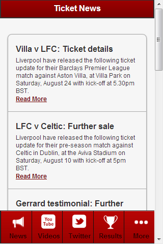 ภาพหน้าจอ Liverpool Football News 0