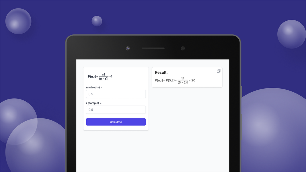 Permutations Calculator ảnh chụp màn hình 1