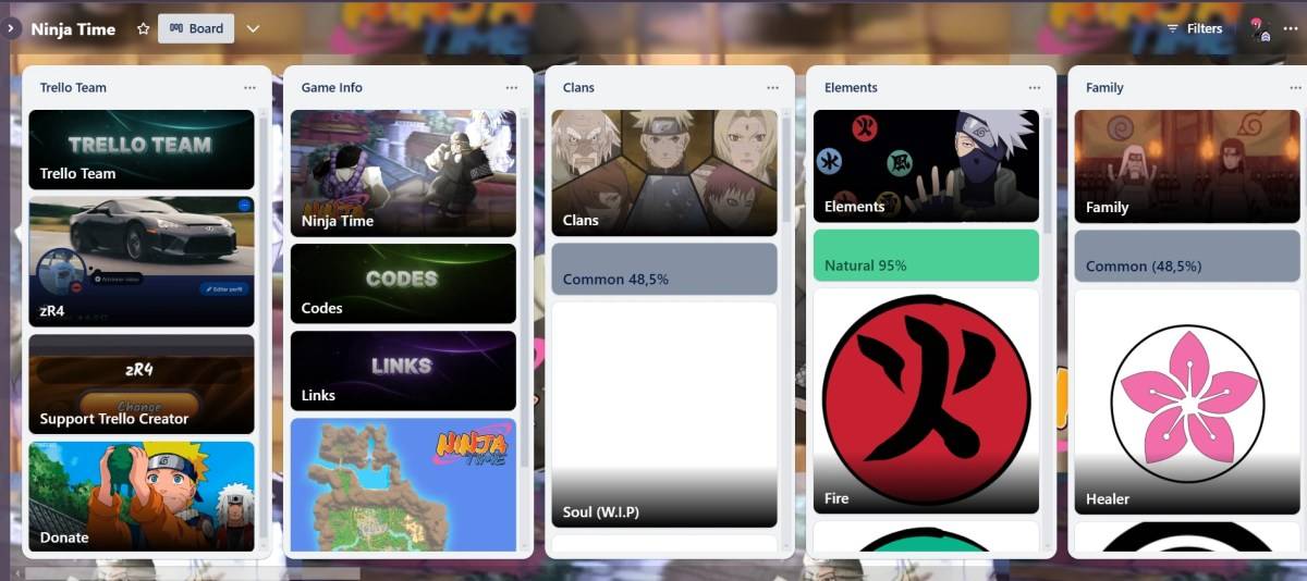 ดูตัวอย่างของเกม Trello Board Ninja Time Roblox