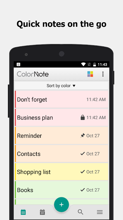 ColorNote - 彩色筆記 記事本 便箋 便條 便簽屏幕截圖0