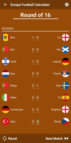 Europa Football Calculator 23屏幕截圖2
