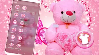 Pink Teddy Bear Theme ảnh chụp màn hình 2