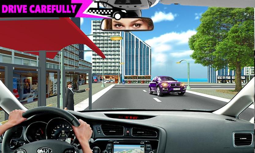 Pink Taxi Driving Game 3D ကိုဖန်သားပြင်0