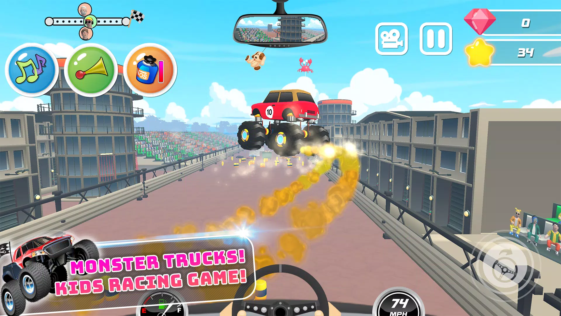 Monster Trucks Kids Race Game ကိုဖန်သားပြင်0