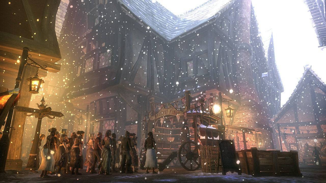 Bowerstone 마을은 시뮬레이션되고 진정한 삶으로 가득합니다. | 이미지 크레디트 : Lionhead Studios / Xbox