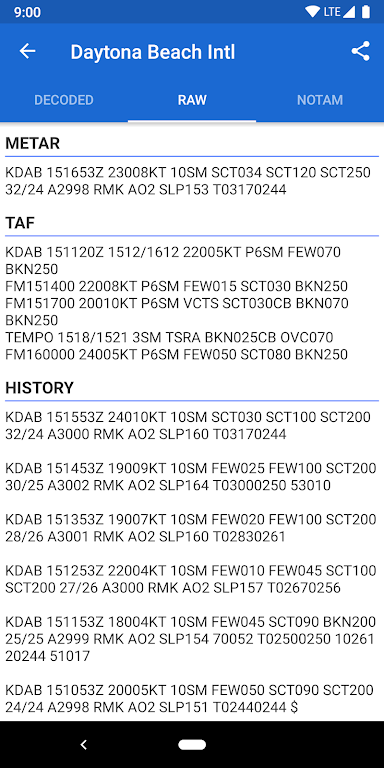 ภาพหน้าจอ Avia Weather – METAR & TAF Mod 2