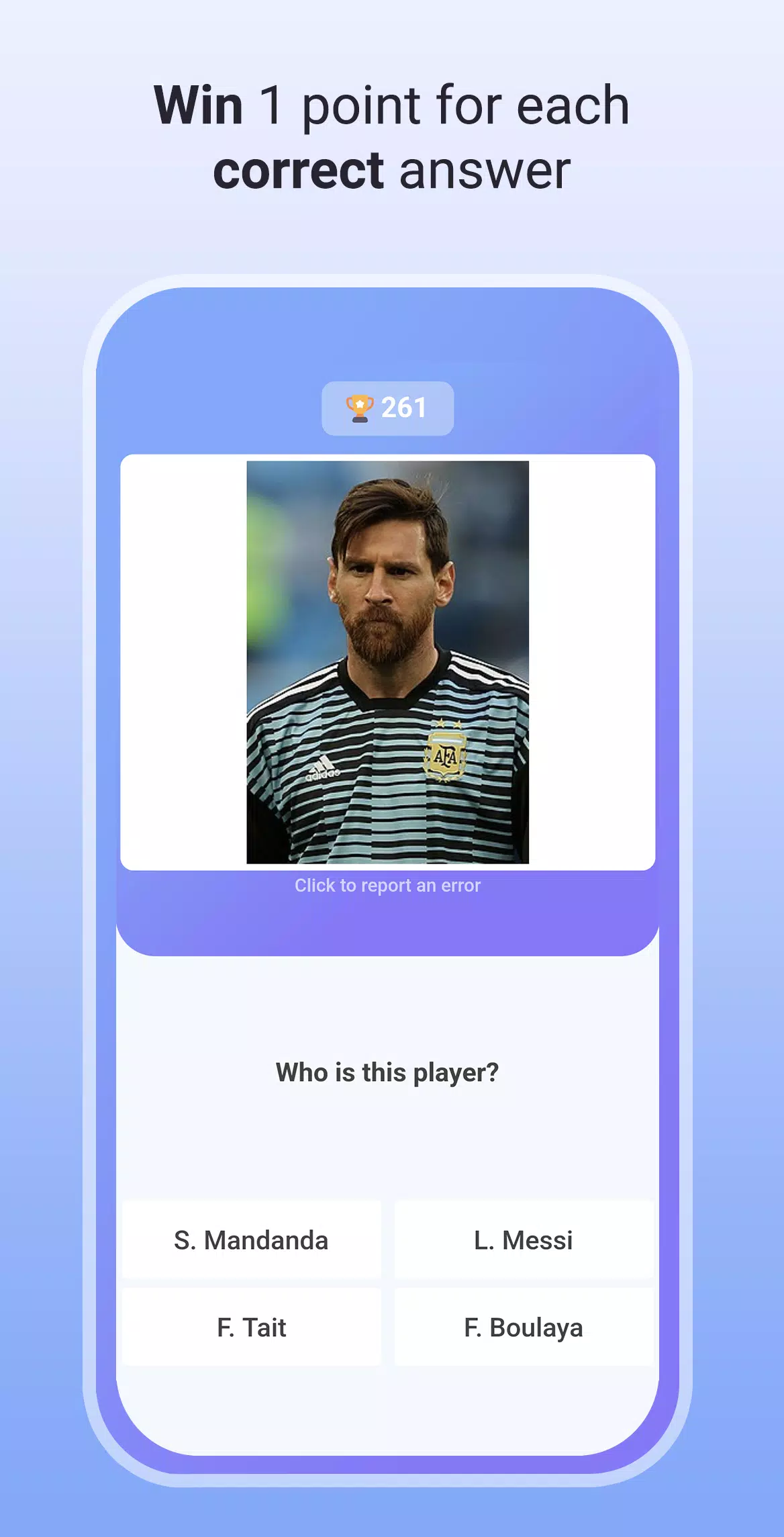 ภาพหน้าจอ Quiz Soccer - Guess the name 1