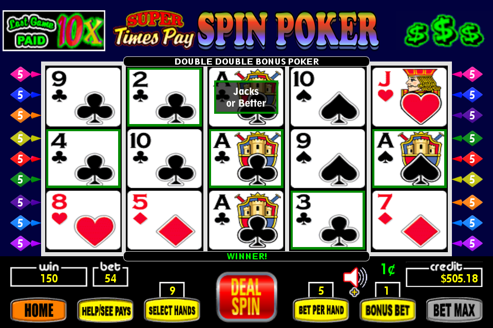 Super Times Pay Spin Poker - FREE экрана 0