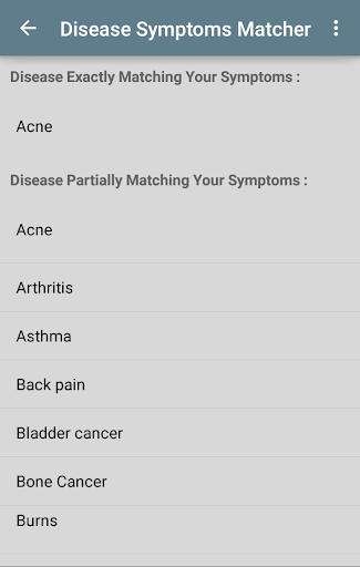 Disease Symptoms Matcher captura de pantalla 0