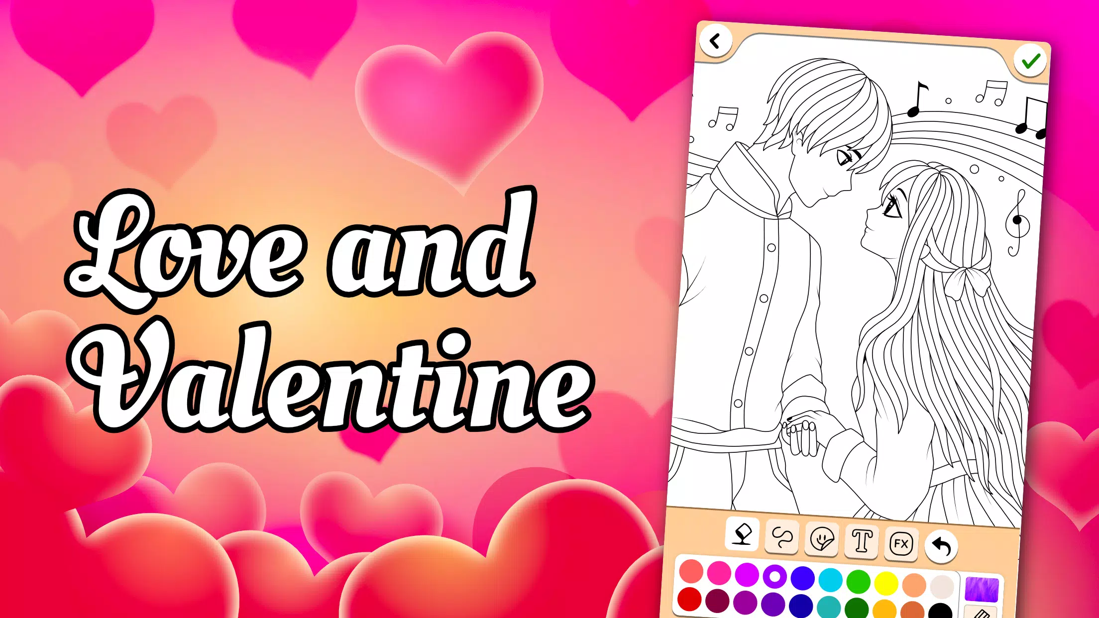 ภาพหน้าจอ Valentines love coloring book 0