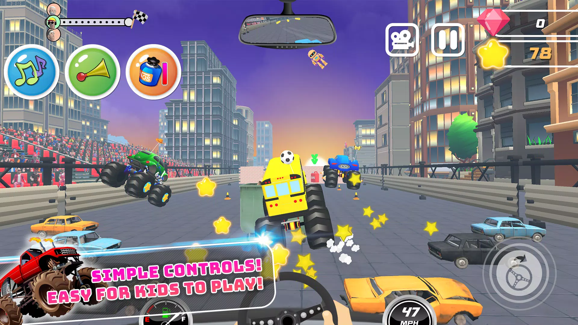 Monster Trucks Kids Race Game screenshot 2