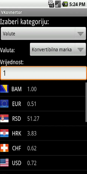 VKonvertor - konvertor valuta Screenshot 1