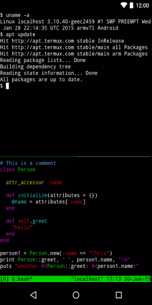 Termux экрана 0