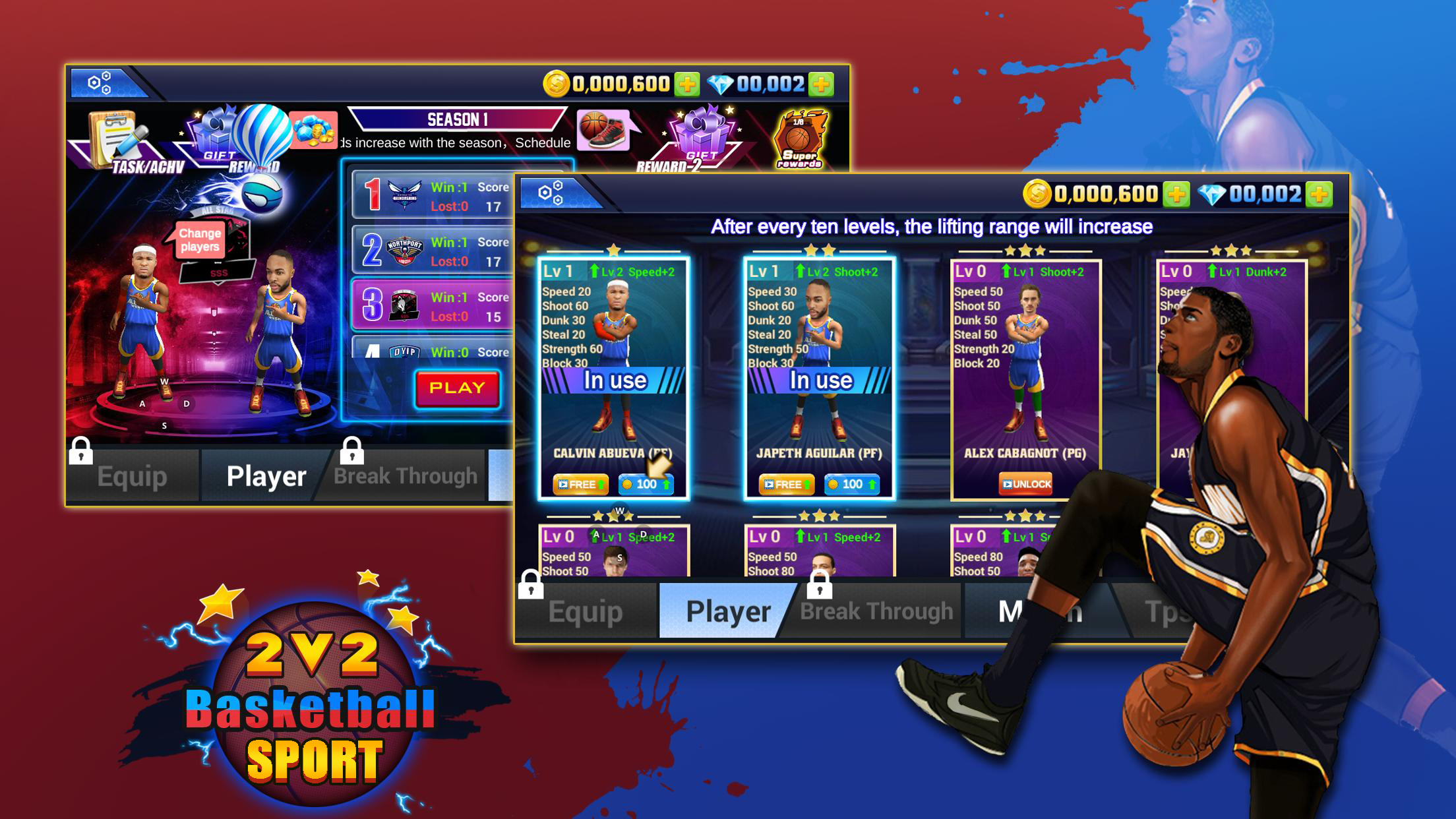 2 VS 2 Basketball Sports captura de pantalla 2
