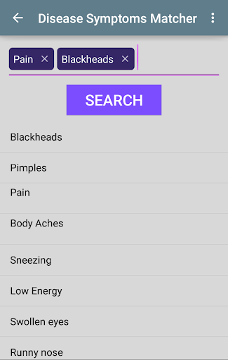 Disease Symptoms Matcher captura de pantalla 1