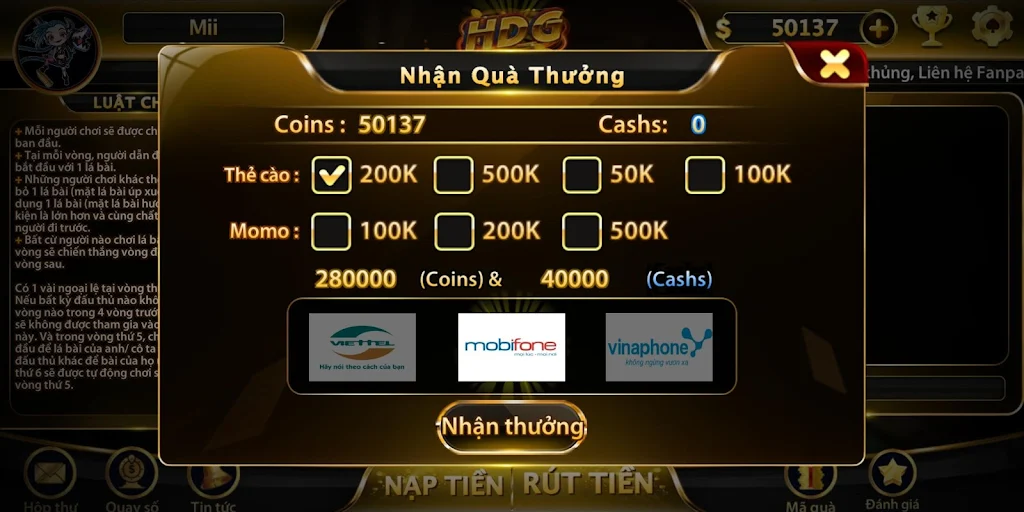 Game bài nhận quà khủng - HDG屏幕截圖2
