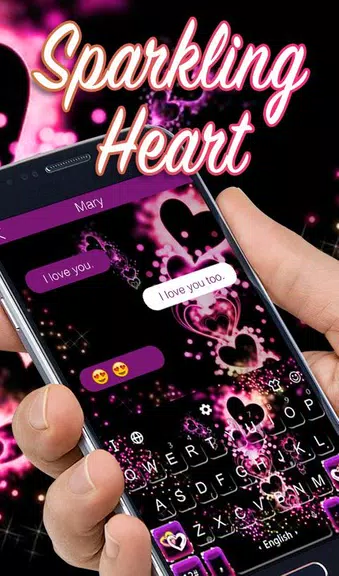 Sparkling Purple Heart Keyboard Theme screenshot 1