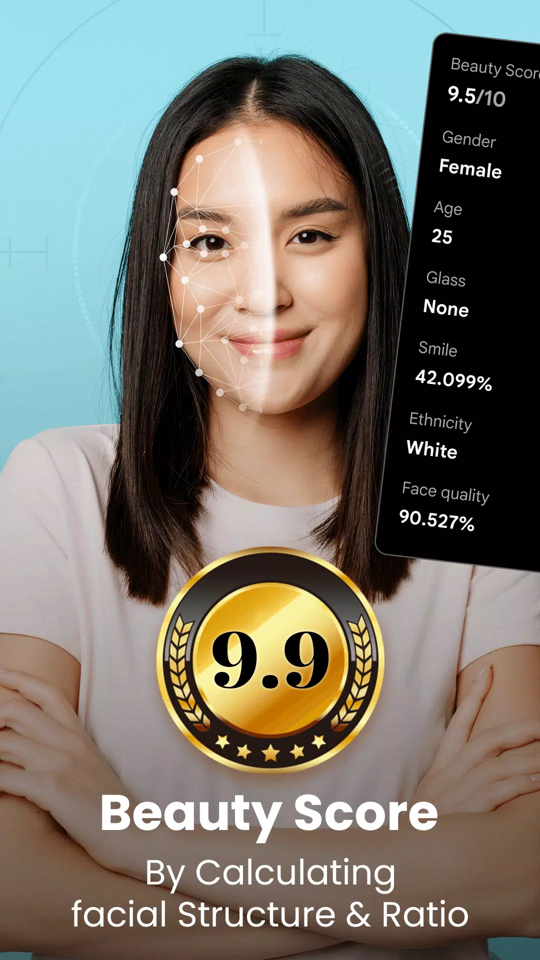 ภาพหน้าจอ Face Beauty Score Calc & Tips 3