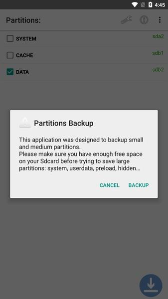 Partitions Backup and Restore экрана 3