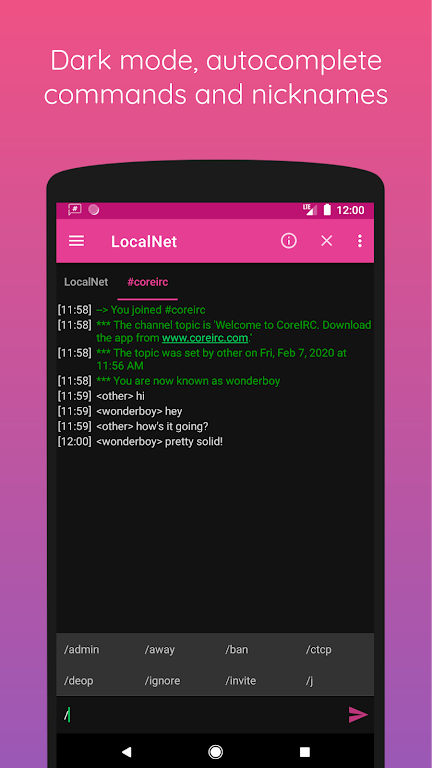 ภาพหน้าจอ CoreIRC Mod 1
