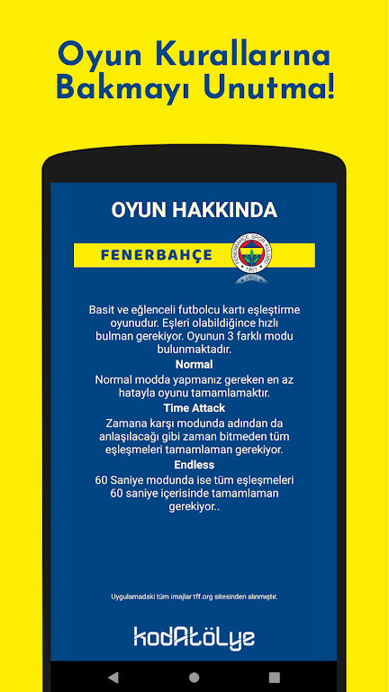 Fenerbahçe Futbolcu Kart Eşleştirme Oyunu Screenshot 3