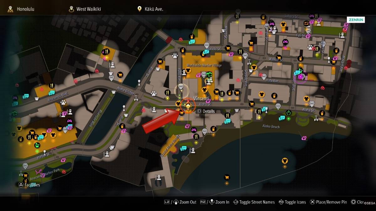 Como um dragão: pirata yakuza no mapa de chocolates de ponta do Havaí no Havaí em Honolulu