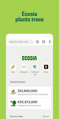 Ecosia: Browse to plant trees. Screenshot 1