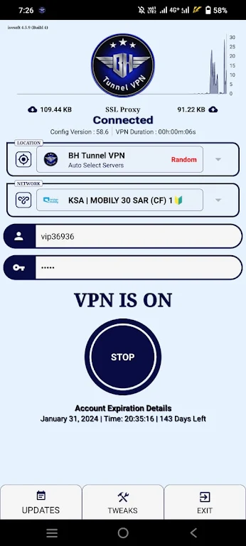 BH Tunnel VPN स्क्रीनशॉट 1