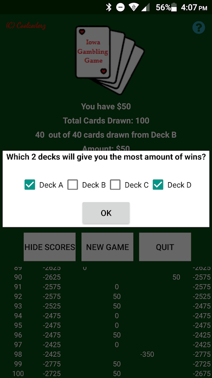 Iowa Gambling Game: Decision Making With Cards ကိုဖန်သားပြင်2
