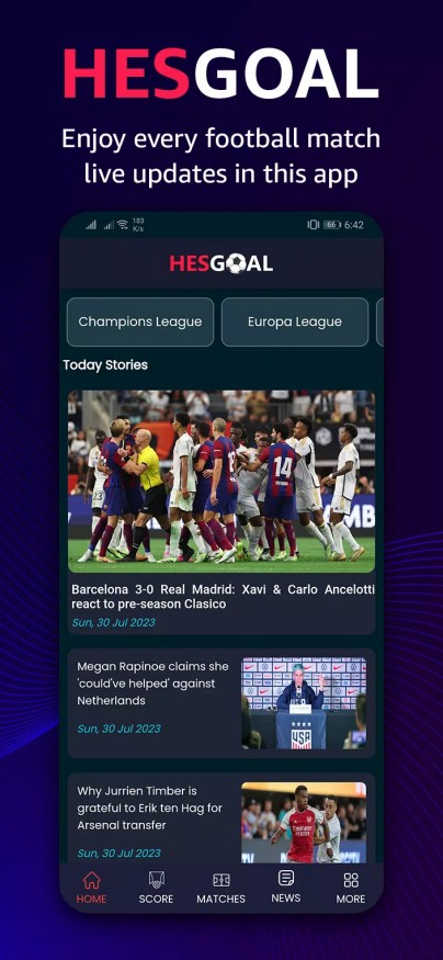 HesGoal - Live Football TV HD captura de pantalla 0