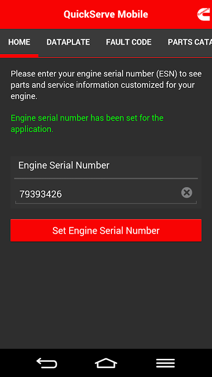 Screenshot Cummins QuickServe Mobile 1