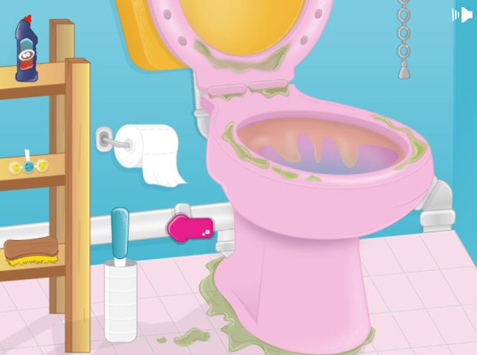 Girls bathroom cleaning games screenshot 2