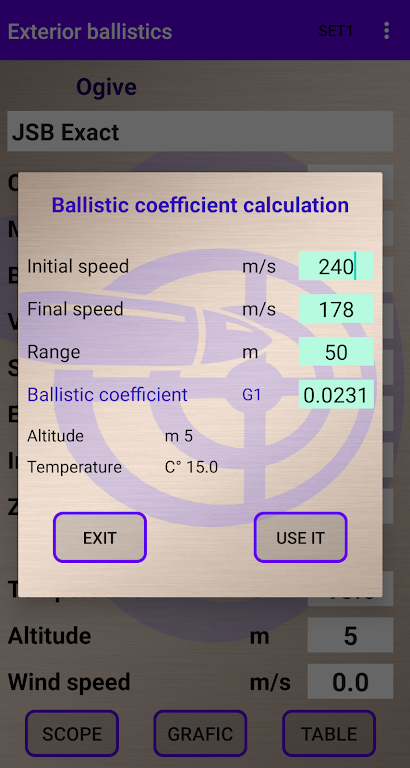 External ballistics calculator ekran görüntüsü 3