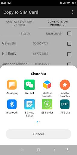 Screenshot Copy to SIM Card 2