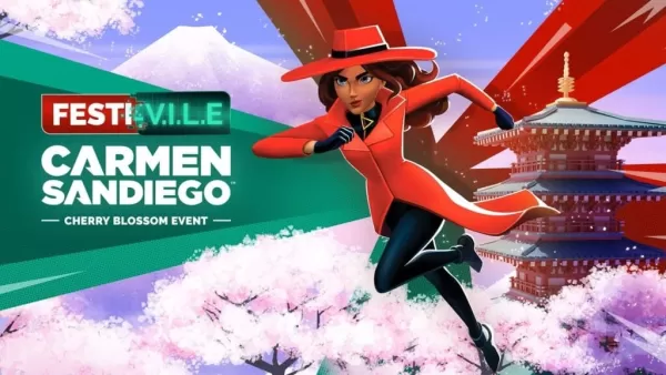 Carmen Sandiego comemora o 40º aniversário da resolução de crimes no Festival de Cherry Blossom do Japão