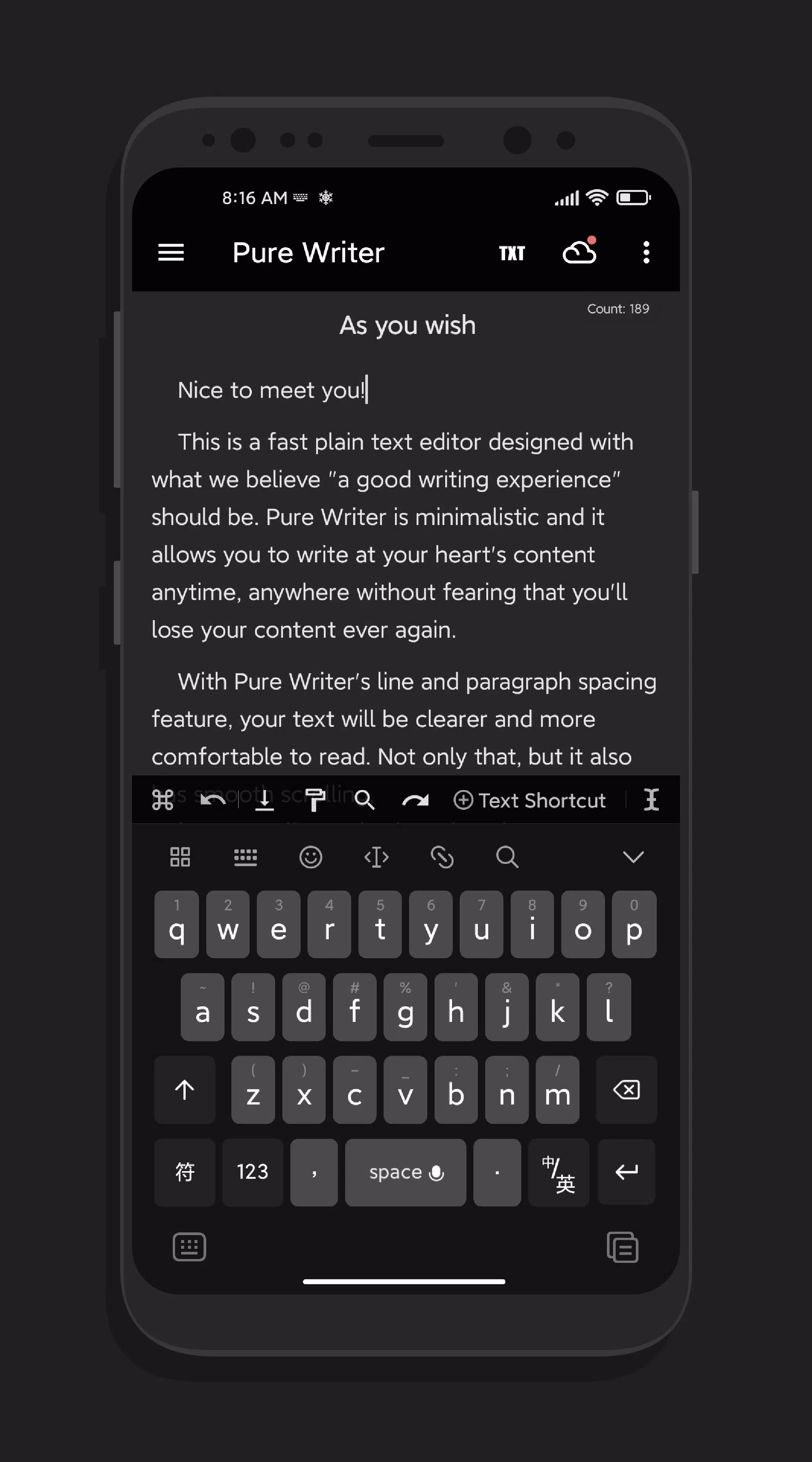 Pure Writer - Writing & Notes Screenshot 0