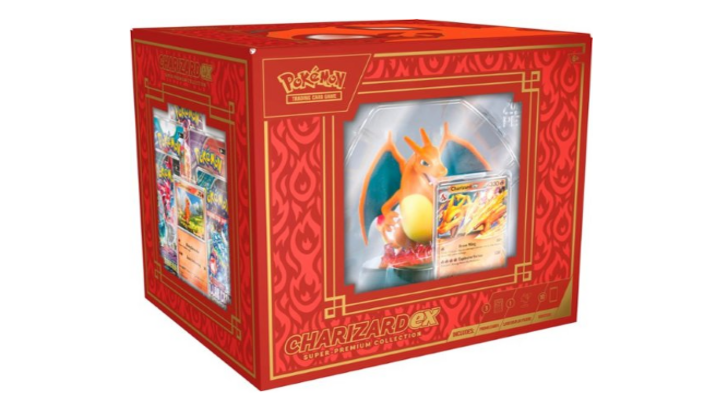 Bức tượng Pokémon TCG Charizard được sử dụng để hiển thị thẻ yêu thích của bạn có sẵn để đặt hàng trước 