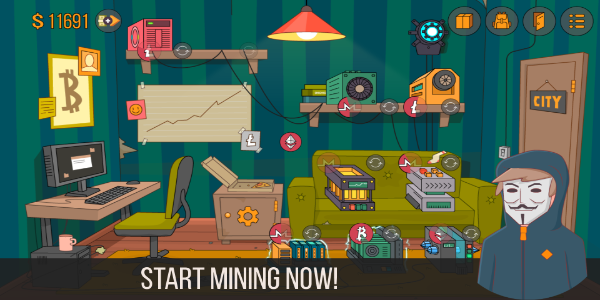 Bitcoin miner: Idle Simulator captura de pantalla 0