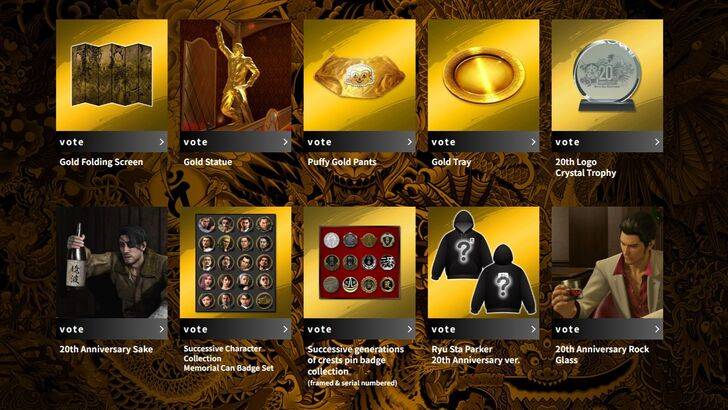 Like A Dragon Kicks Off 20th Anniversary Merchandise Special Voting Project