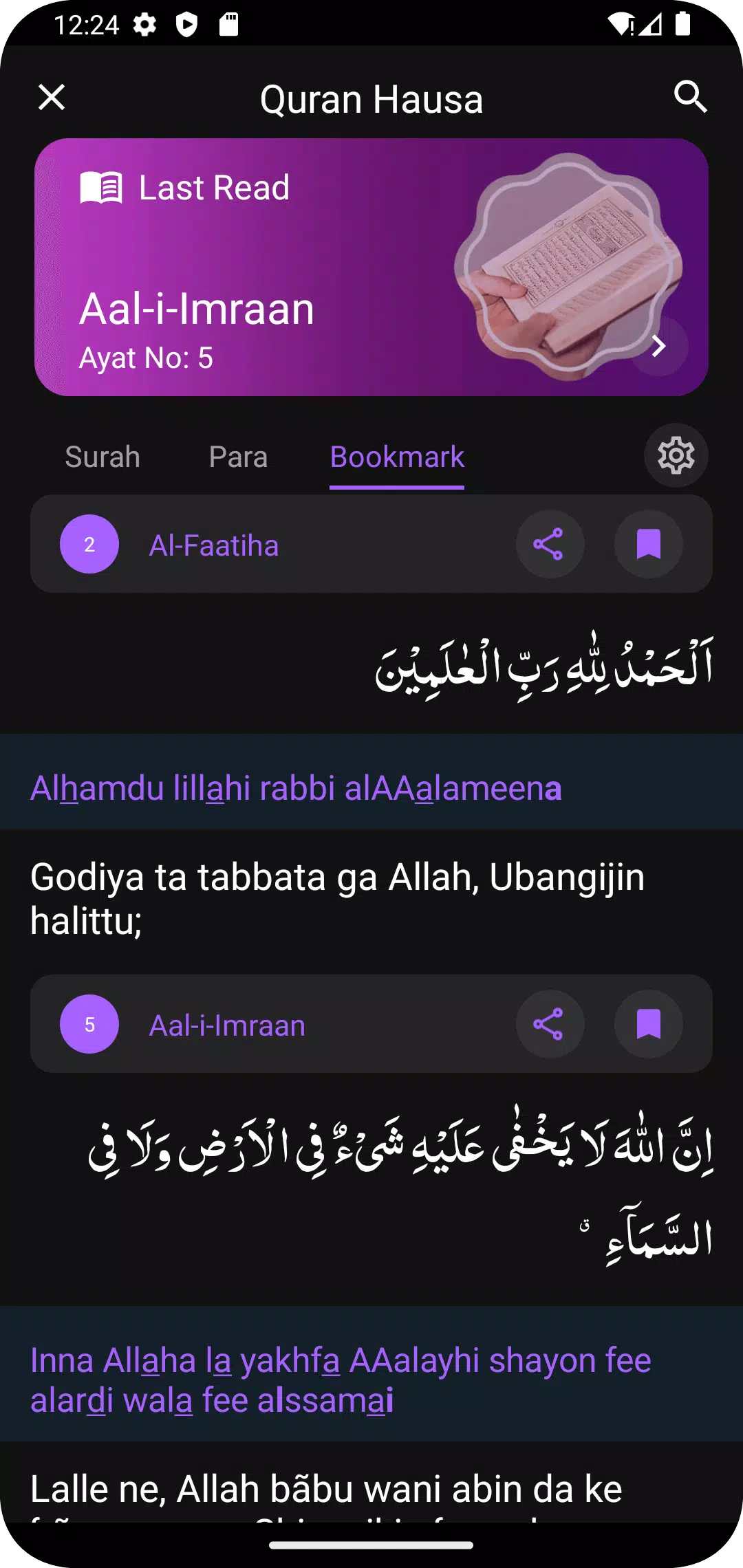 Screenshot Al Quran Hausa Translation 2