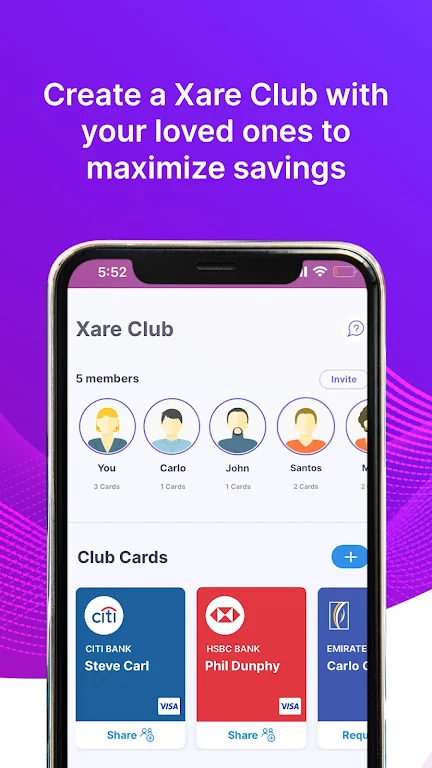 Xare - Share Debit,Credit card screenshot 1