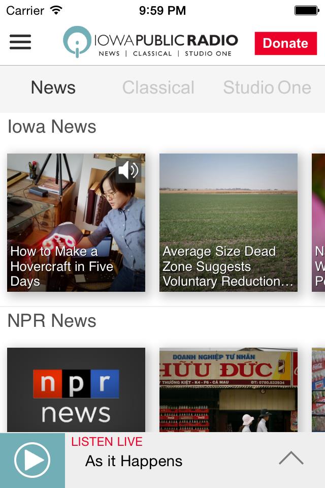 Iowa Public Radio App ကိုဖန်သားပြင်1