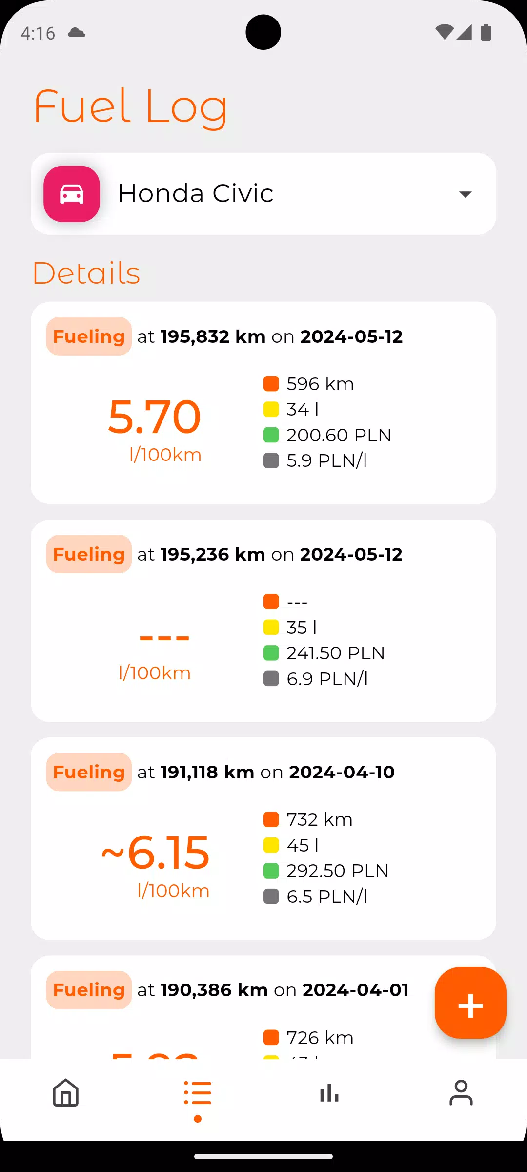 Fuel Log capture d’écran 1