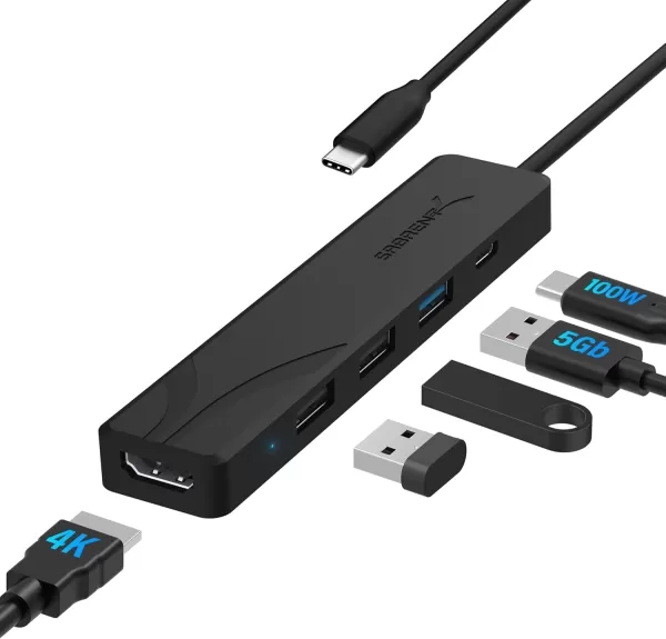 SABRENT USB-C Hub 5-in-1 Docking Station