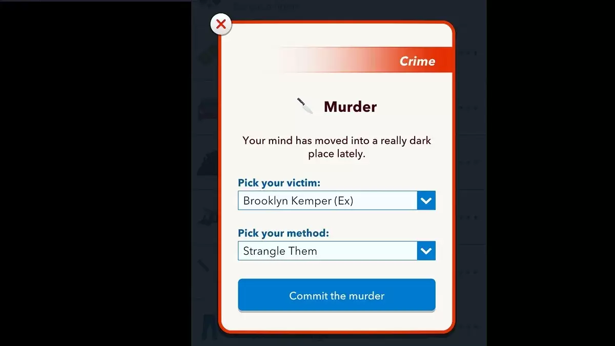 BitLife dusi ich opcję morderstwa