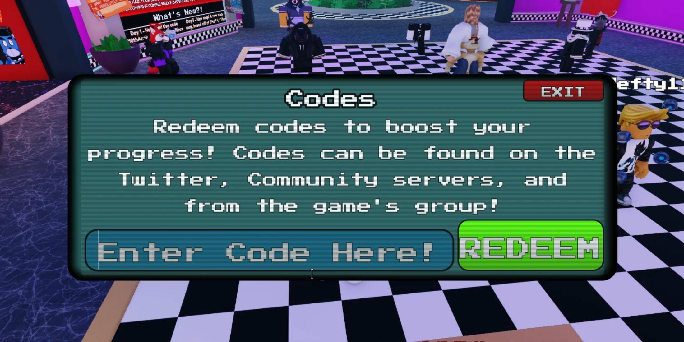 Image: FNAF: Tower Defense Code Redemption Screen