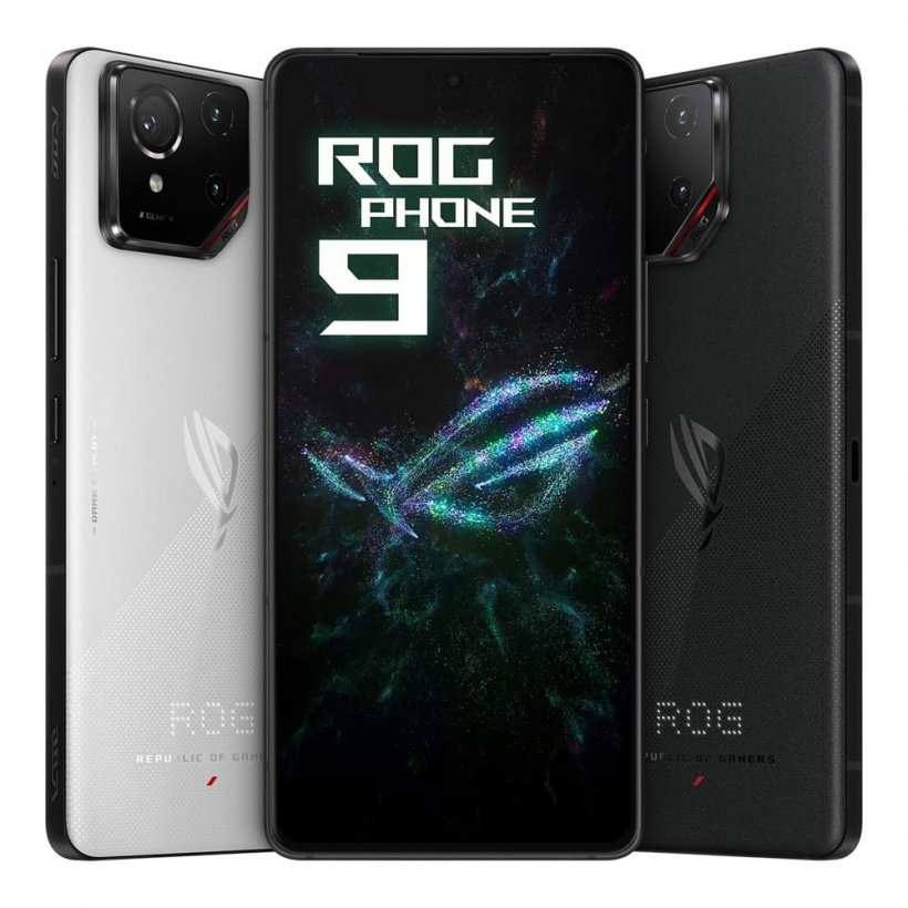 Tipik güzel dokulu kasaya sahip oldukça geniş bir akıllı telefon olan Asus Rog 9'un ürün fotoğrafları