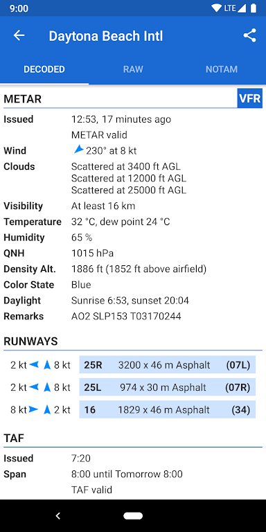 ภาพหน้าจอ Avia Weather – METAR & TAF Mod 1