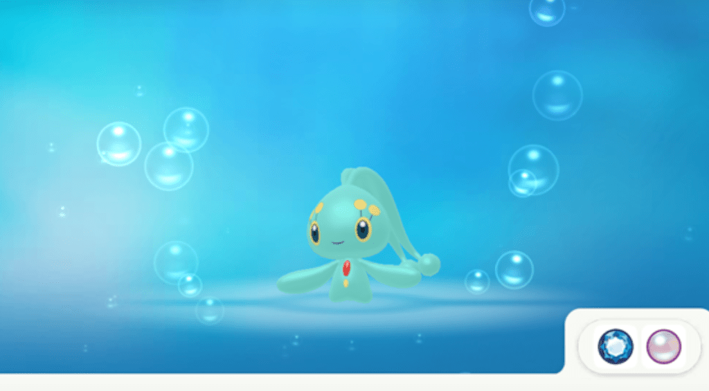 Ang makintab na manaphy sa bahay ng Pokemon